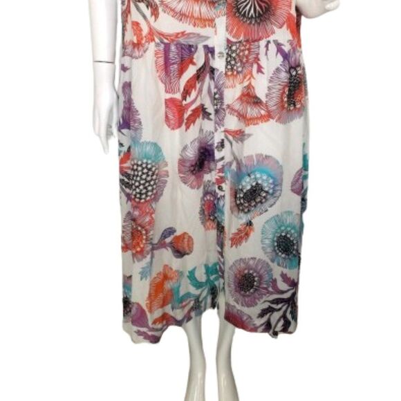 new TUGBOAT/Anthro Dress, M, Midi/Tiered Skirt, Multicolor Floral, Buttons - Picture 6 of 14